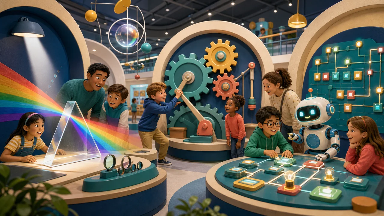 Bambini esplorano luce, meccanica e robotica nello STEM Museum